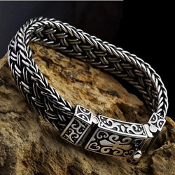 New Real Solid S925 Pure Silver Bracelet for Man Personality Woven Bracelet Domineering  Retro Fashion Holiday Gifts