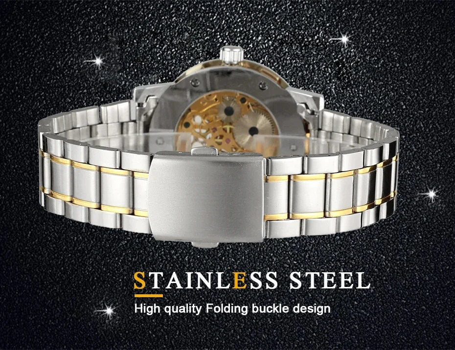 Winner Transparent Fashion Diamond Wrist Watch.