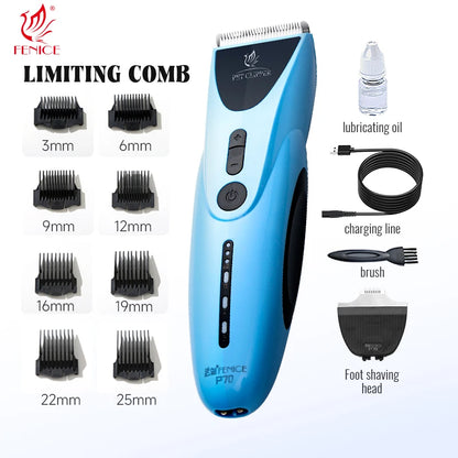 Fenice Dog Hair Clipper Electric Low Noise Machine Pet Grooming Rechargeable Trimmer Shaver Set