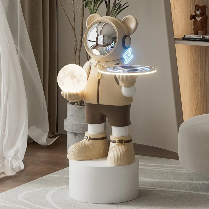 Style Large Bear Model Spaceman Figurines Moon Lamp Light Luxury.