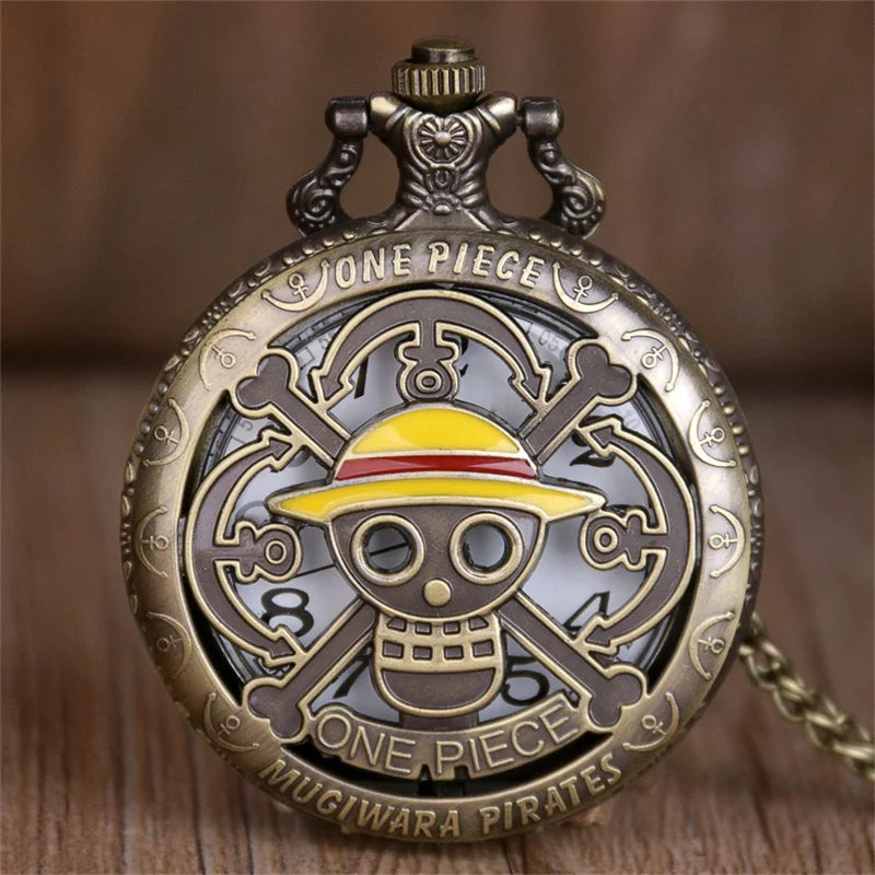 Famous Anime Yellow Hat Carved Quartz Pocket Watch.