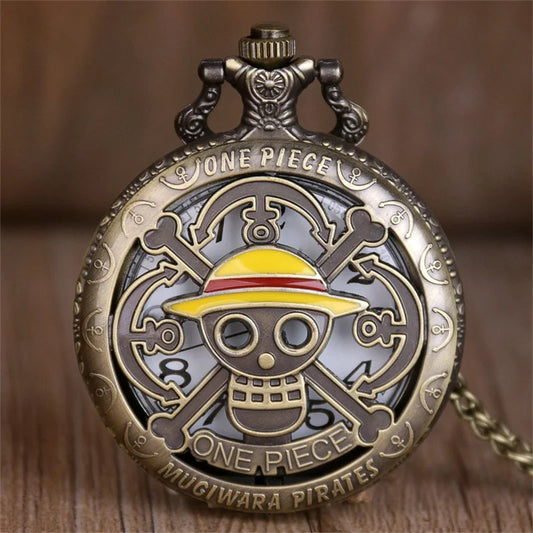 Exquisite Famous Anime Yellow Hat Hollow Carved Quartz Pocket Watch Necklace Pendant Gifts For Women Man with Fob Chain