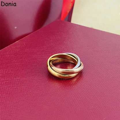 Donia jewelry luxury fashion new three-ring three-color glossy titanium steel ring European and American fashion ring