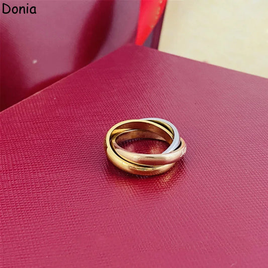 Donia jewelry luxury fashion new three-ring three-color glossy titanium steel ring European and American fashion ring