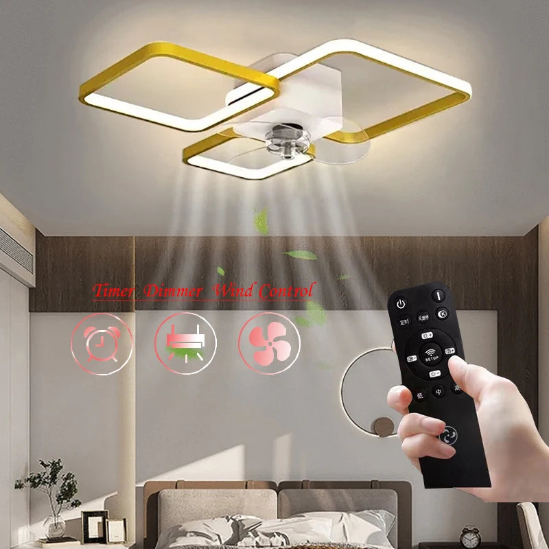 Luxury Fan Ceiling Lamp: LED Ceiling Fan with Light and Silent Remote Control.