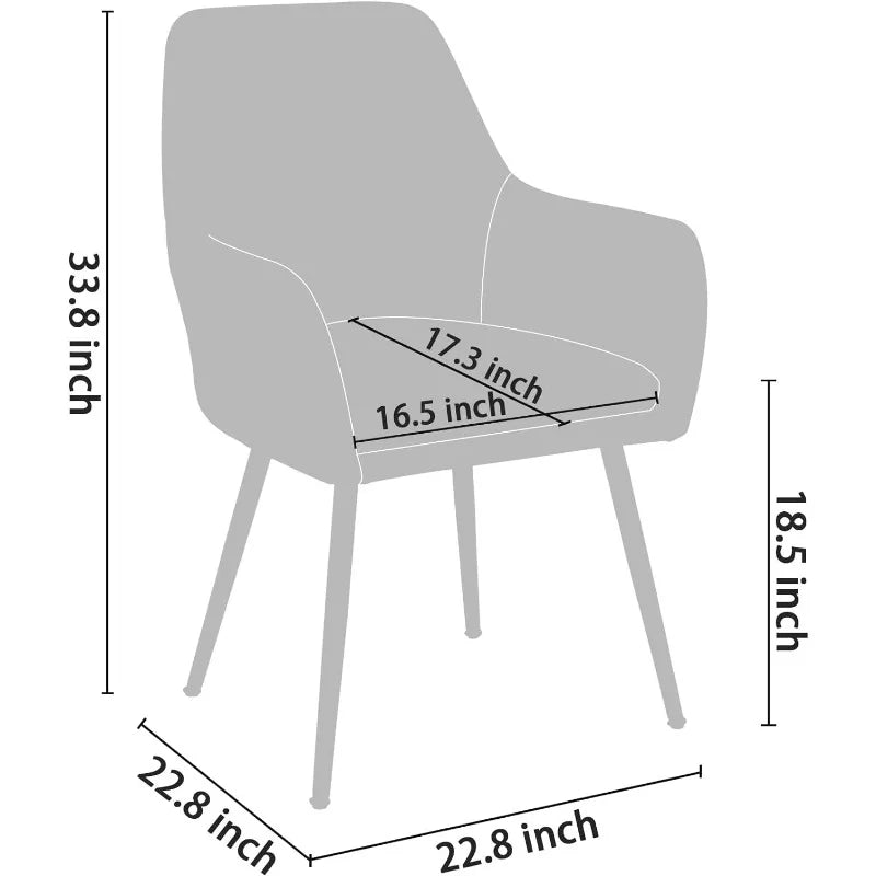 CangLong Furniture Modern Living Dining Room Accent Arm Chairs Club Guest with Gold Metal Legs, Set of 2, Grey