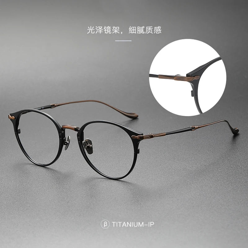 Top Quality Titanium Optical Glasses Frames Men Women Luxury Retro Round Oval Eyeglass Frame Vintage Prescription Eyewear