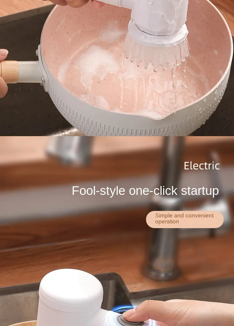 functional Electric Cleaning Brush for Kitchen and Bathroom.