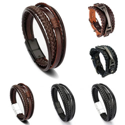 Trendy Leather Bracelets For Men Stainless Steels.