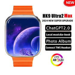 HK9 Ultra 2 Max AMOLED Smart Watch 2GB ROM Photo Album NFC Compass ChatGPT Heartrate BT Call Sport Smartwatch Men Women 2024 New