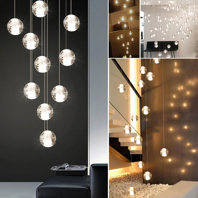 Staircase Pendant Lights Long Cable Hanging crystal.