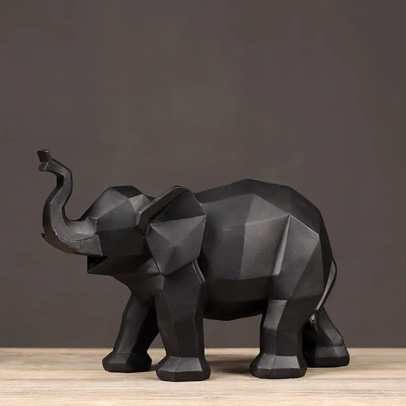 European Resin Black and White Elephant Decoration