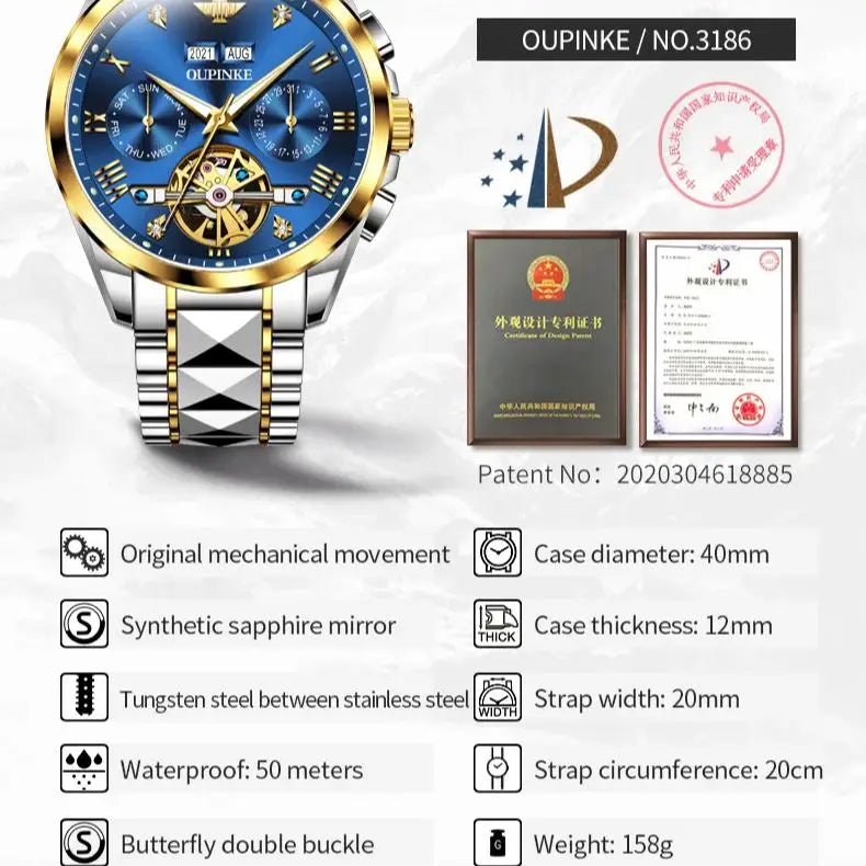 OUPINKE Original Automatic Mechanical Watch for Men