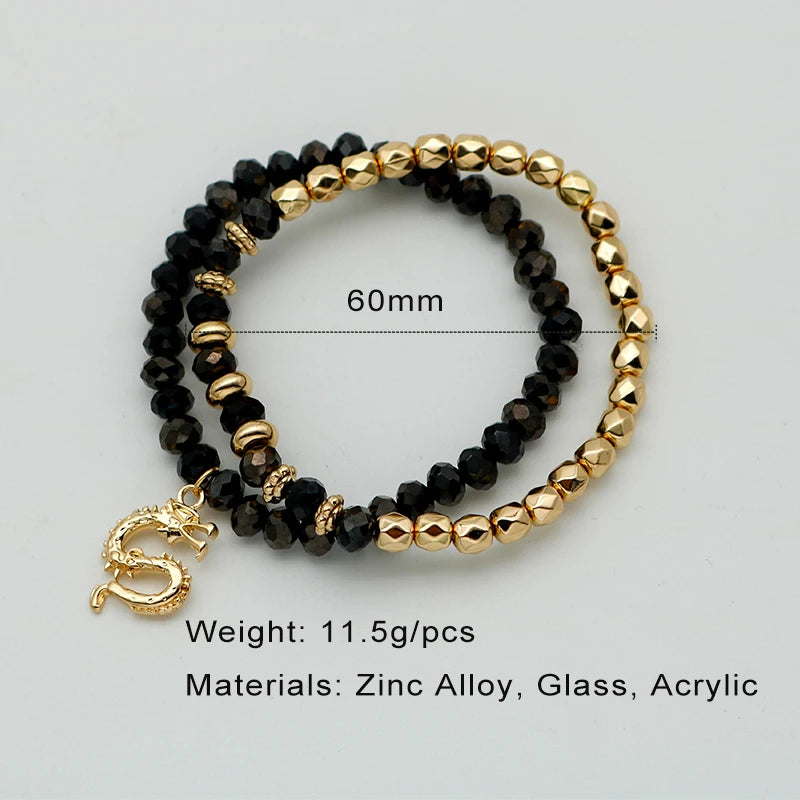 2Pcs/set Dragon Charm Bracelets For Women.