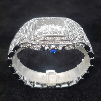 Square Full Diamond Watches For Men Luxury Fashion.