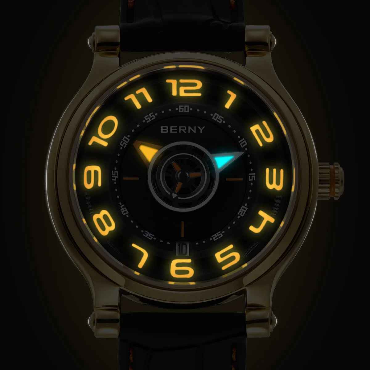 BERNY Mechanical Men's Wristwatch with Sapphire, Movement.