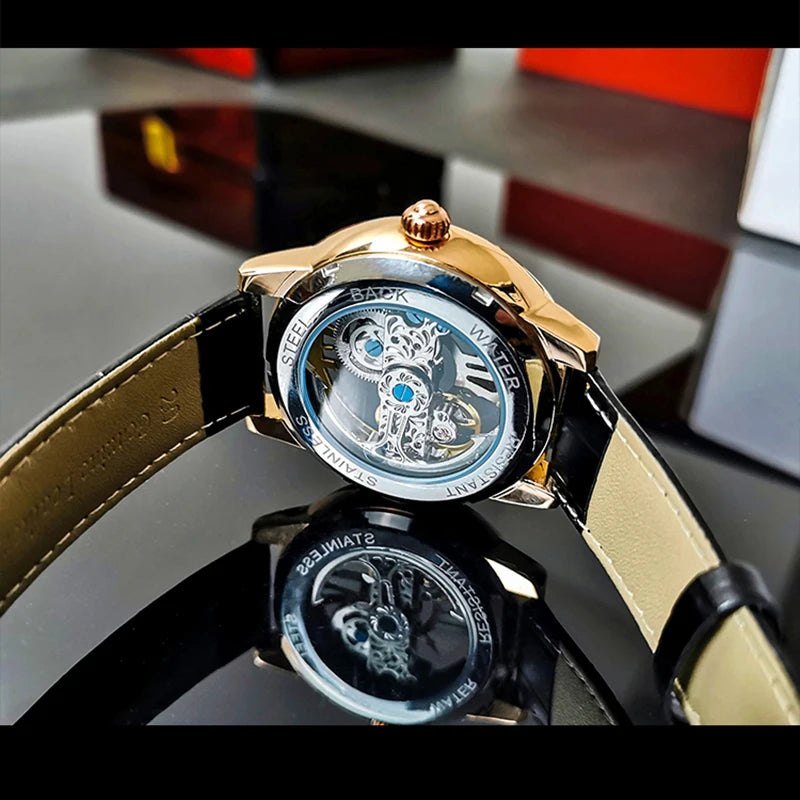 Watch Men Transparent Carved Automatic Mechanical.