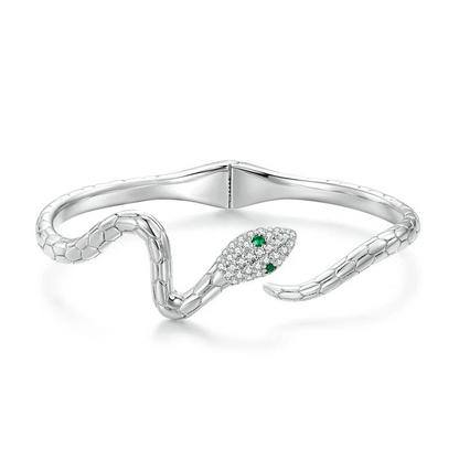 Silver Color Classical Snake Open Bangle.