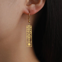 Egypt Ankh Earrings Hieroglyph Eye of Horus.