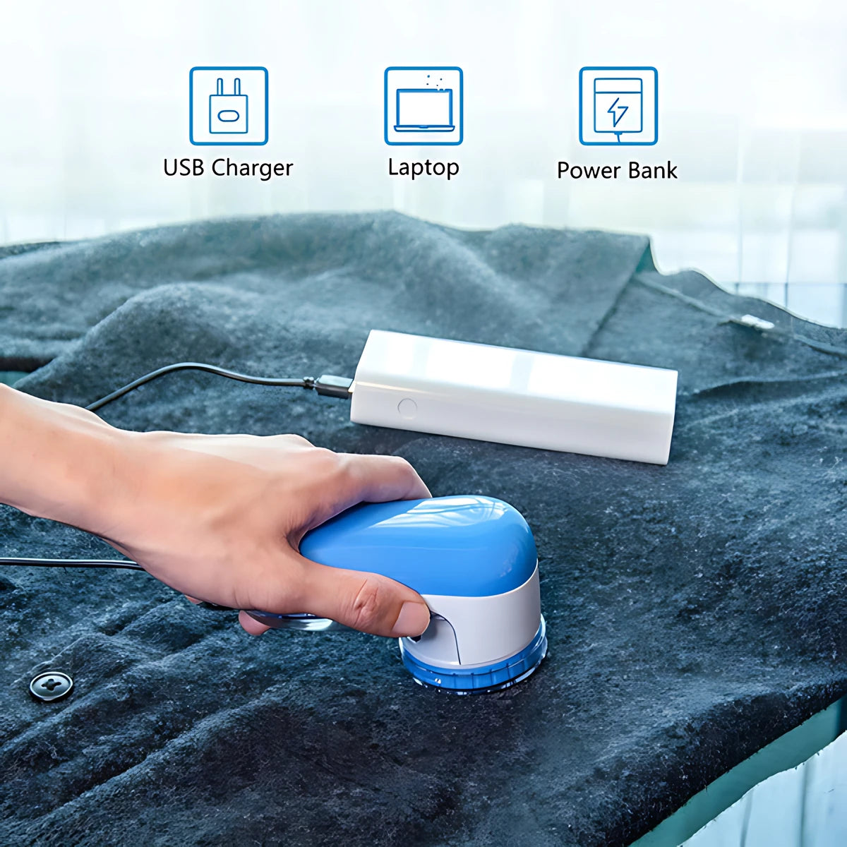 Fabric shaver, Lint remover, USB powered, Portable lint shaver, Clothes shaver, Fabric care tool, Sweater shaver, Lint removal device, Upholstery cleaner, Fuzz remover, Garment care, Fabric rejuvenation, Home textiles, Clothing maintenance, Quick lint removal,