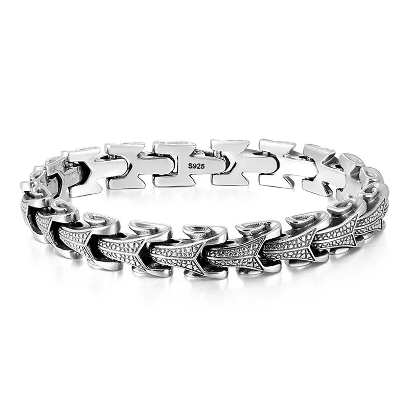 Gothic Solid 925 Sterling Silver Dragon Bracelet Men