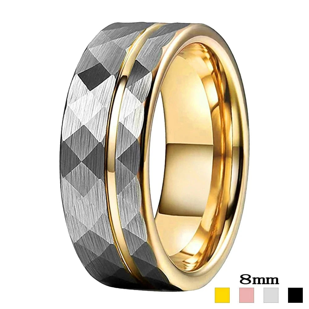 Tungsten Carbide Rings Fashion Jewelry for Men Women Wedding Band Flat Offset Groove Comfort Fit