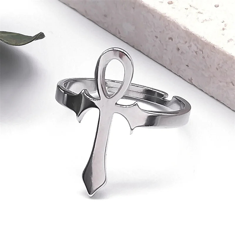 Egyptian Ankh KEY PARADAISE Stainless Steel Ring.