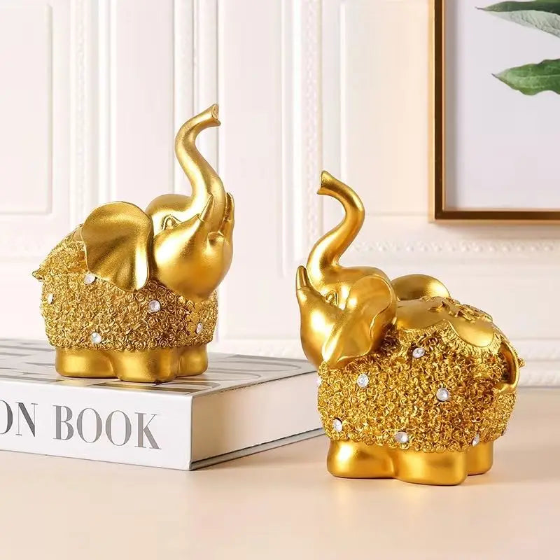 Lucky Golden Elephant Living Room Decorations TV.