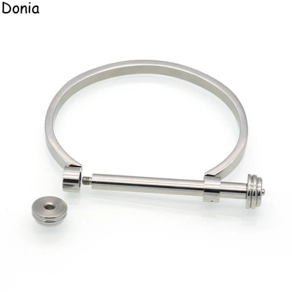 Donia jewelry European and American fashion stainless steel dumbbell titanium steel C-shaped screw bracelet punk bracelet