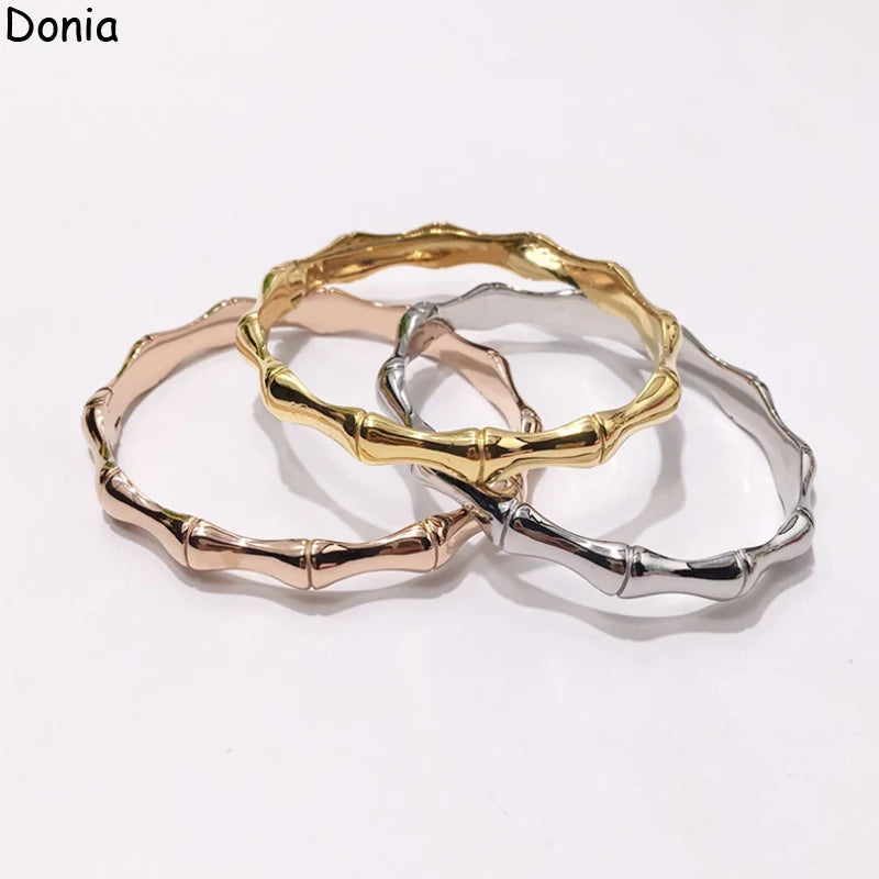 Donia jewelry European and American fashion glossy bamboo titanium steel hidden buckle bracelet luxury bracelet