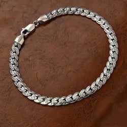 New New Italian Chain S925 Silver Hammer Pattern Flat Snake Bracelet for Men Fashion Jewelry Accessories