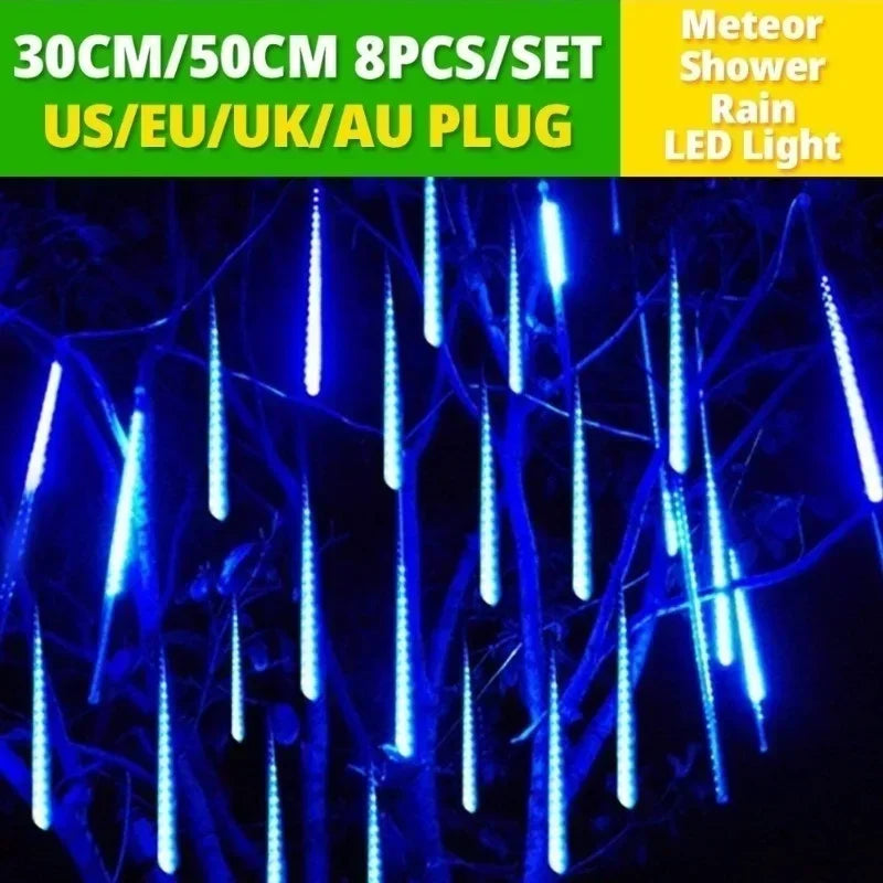 30cm /50cm Waterproof Meteor Shower Rain 8 Tube LED String Lights For Outdoor Holiday Christmas Decoration Tree EU/US/AU/UK Plug