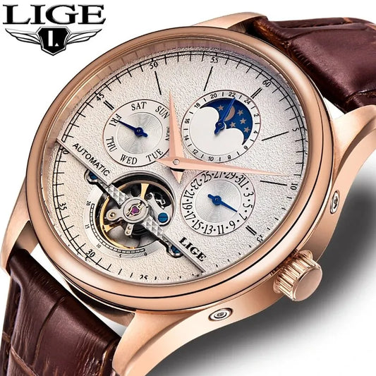 LIGE Men Watches Automatic Mechanical Watch.