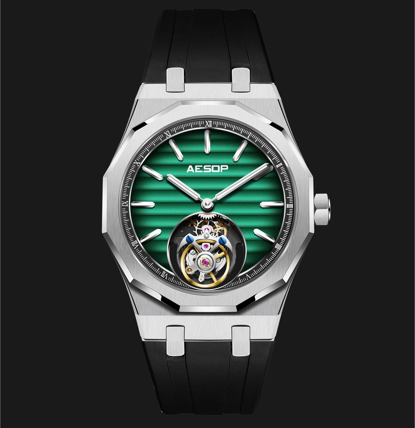 AESOP Flying Tourbillon Mechanical Skeleton Watch For Man 2023 Luxury Watches Waterproof Wristwatches Sapphire Mirror Gradient D