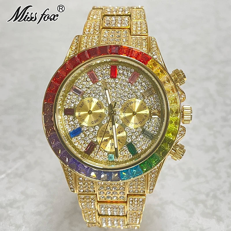 Luxury Brand MISSFOX Gold Watches Men.