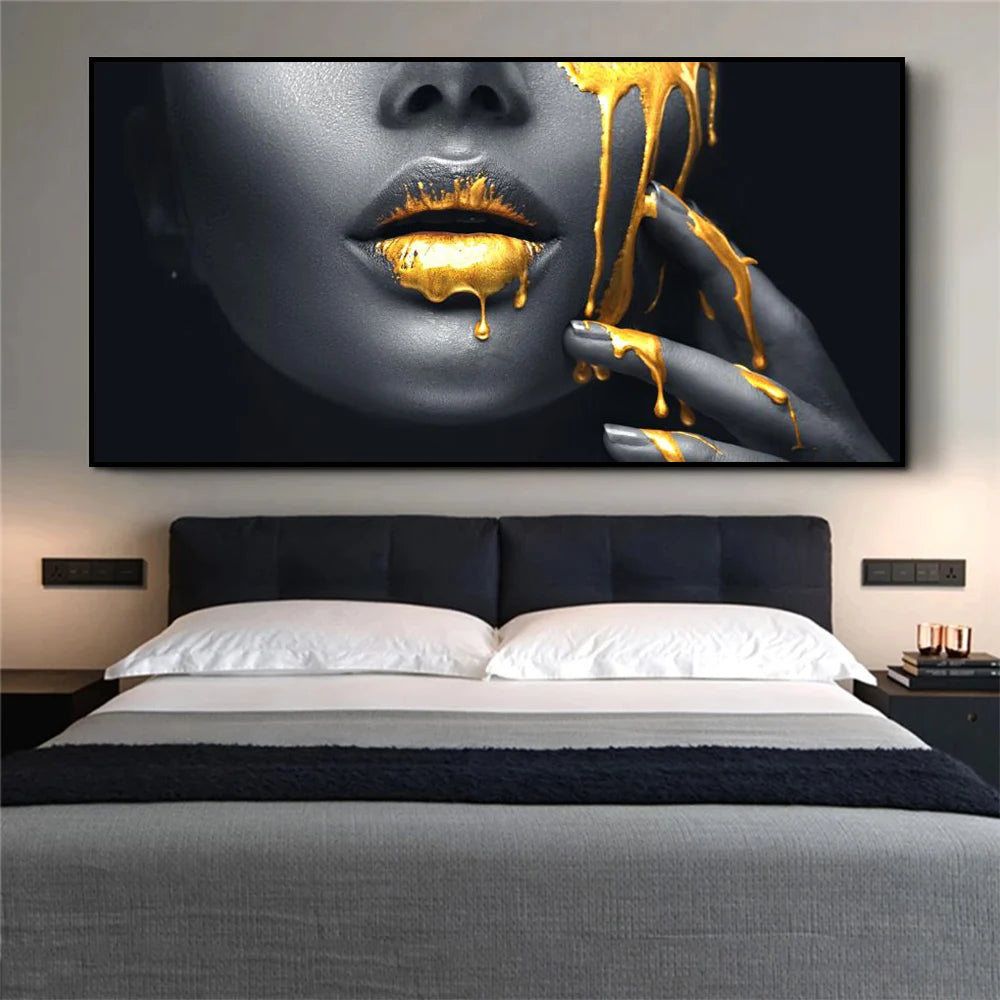 Fashion Luxury Wall Art Poster Woman Lips High End Pop Mural Modern Home Living Room Decoration Canvas Painting Pictures Prints