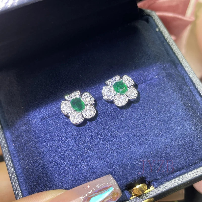 925 Silver Emerald Stud Earrings: Timeless Elegance.