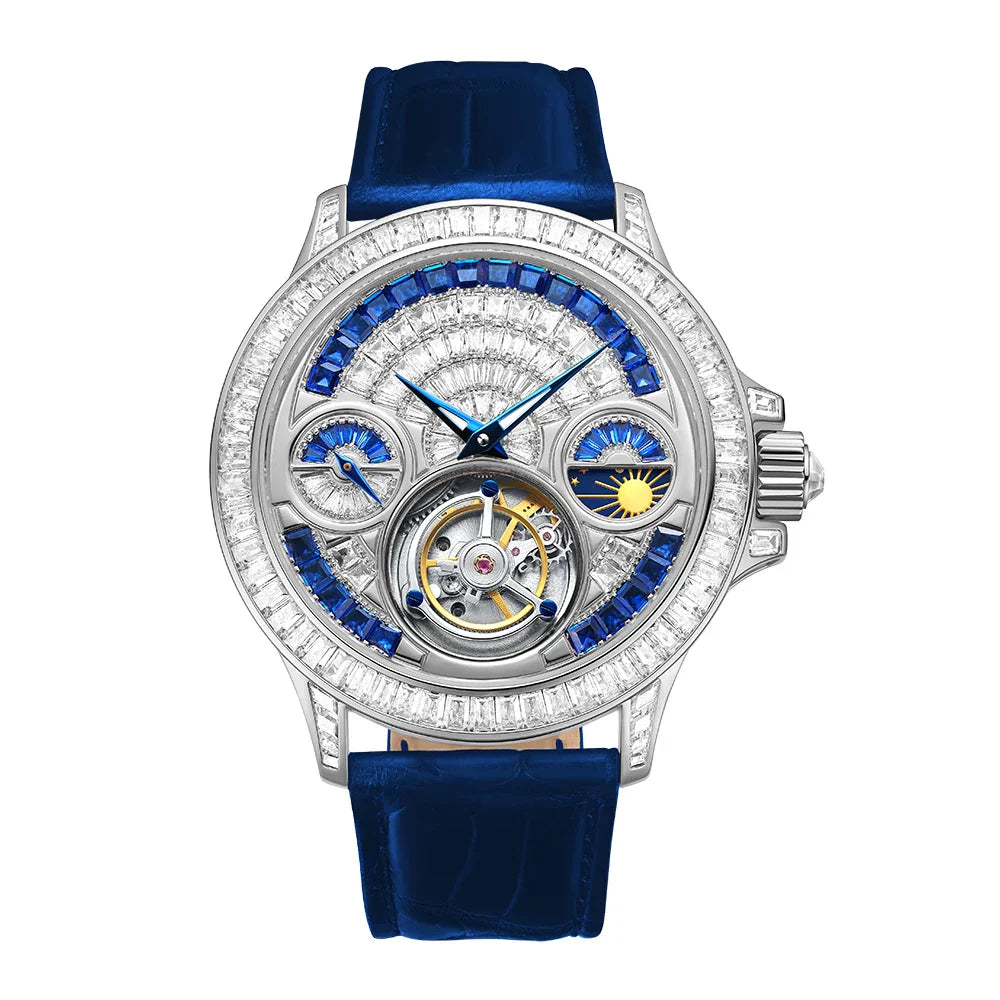 TIELBO Luxury Crystal Diamond Automatic Tourbillon Movement Man Watch