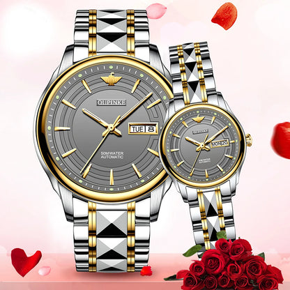 OUPINKE 3170 Couple Watches for Men Women Japan Automatic Mechanical Movement Lover&