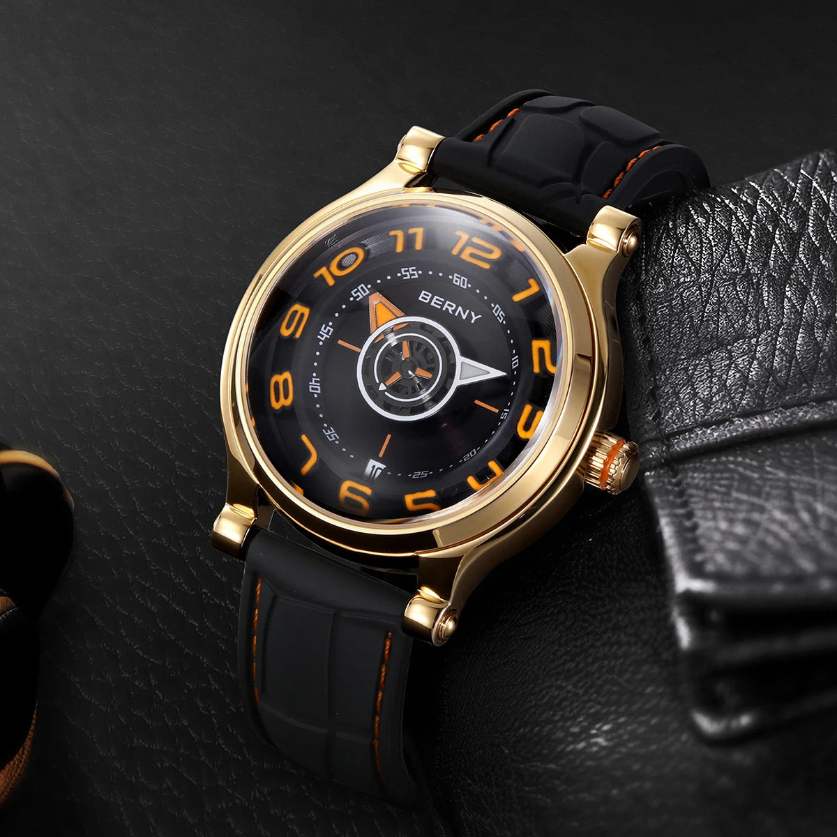 BERNY Mechanical Men's Wristwatch with Sapphire, Movement.