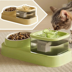 Pets Water Fountain Auto Filter Electric Mute Cat Drinker Bowl Pet Feeder 2-in-1 Recirculate Filtring Drinker for Cats Water