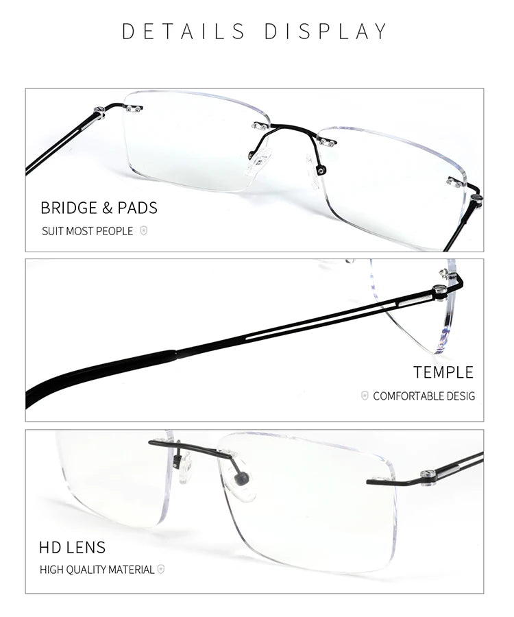 Rectangle Pure Titanium Prescription Glasses for Anti Reflective.