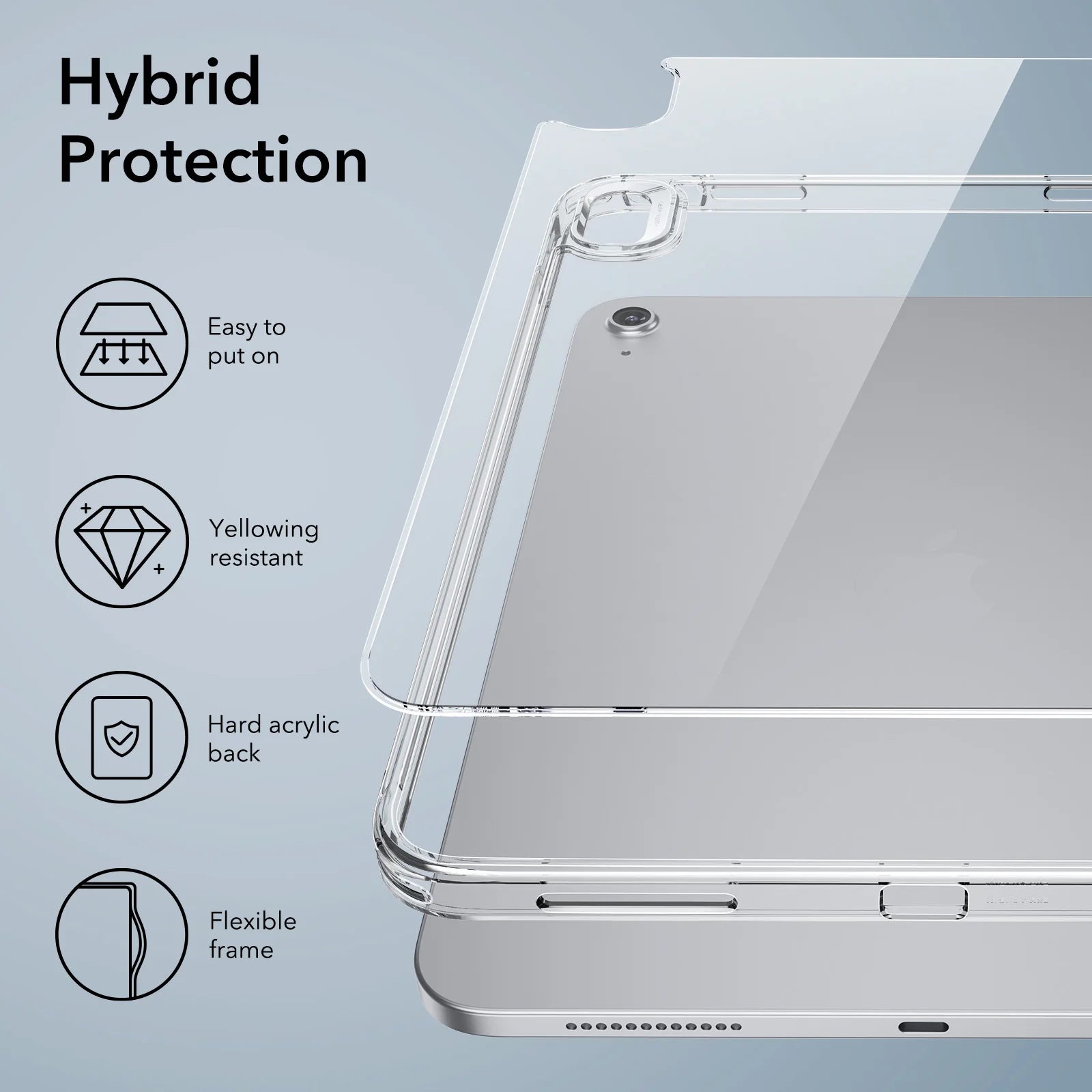 ESR Case for iPad 10 2022 Crystal Clear Back Cover.