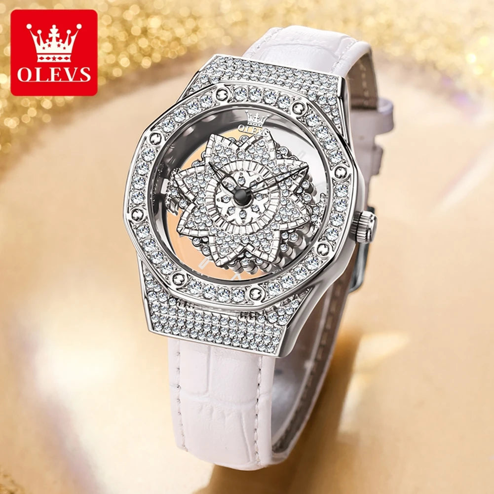 OLEVS Brand Luxury Diamond Quartz Watch for Women.