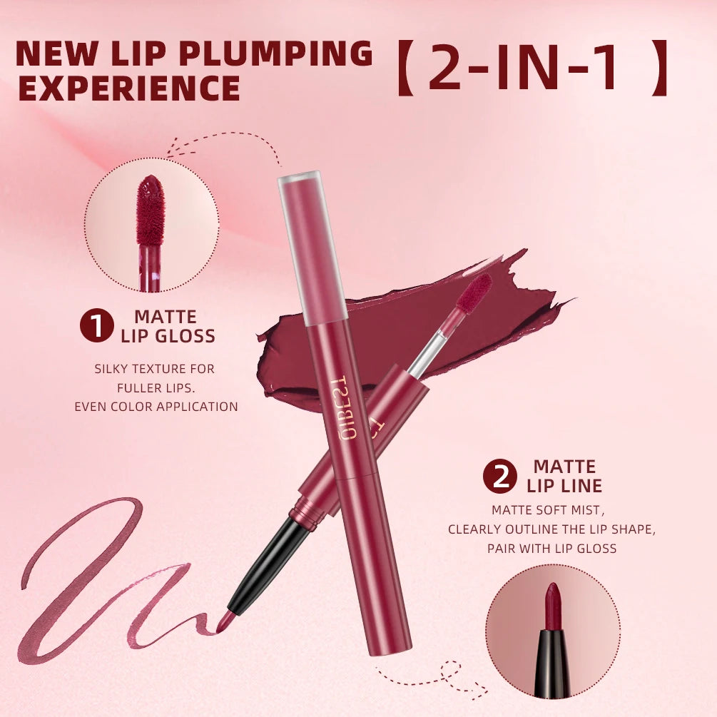 6 Colors Double-end Lip Gloss Waterproof Lipstick.