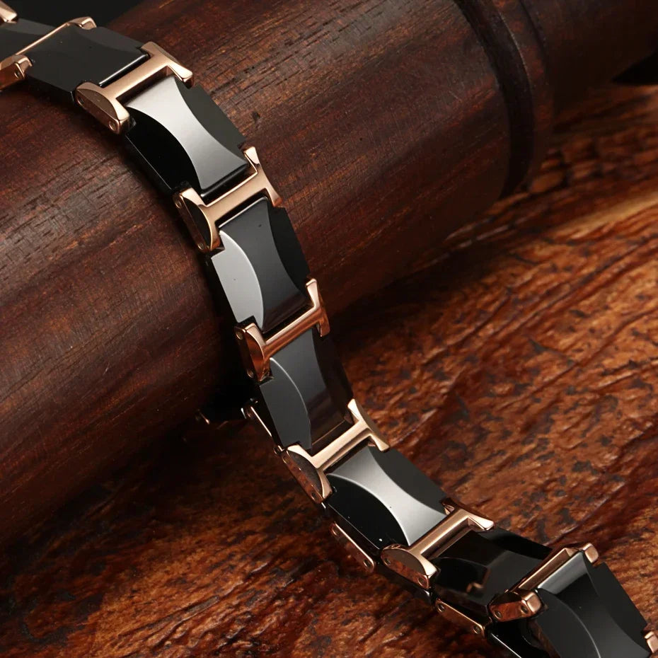 Ceramic Titanium Steel Bracelet Hematite Magnetic Stainless Steel Adjustable Bracelet