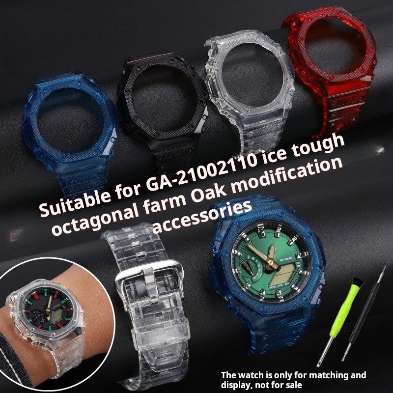 Transparent Watchband For Casio Farm Oak