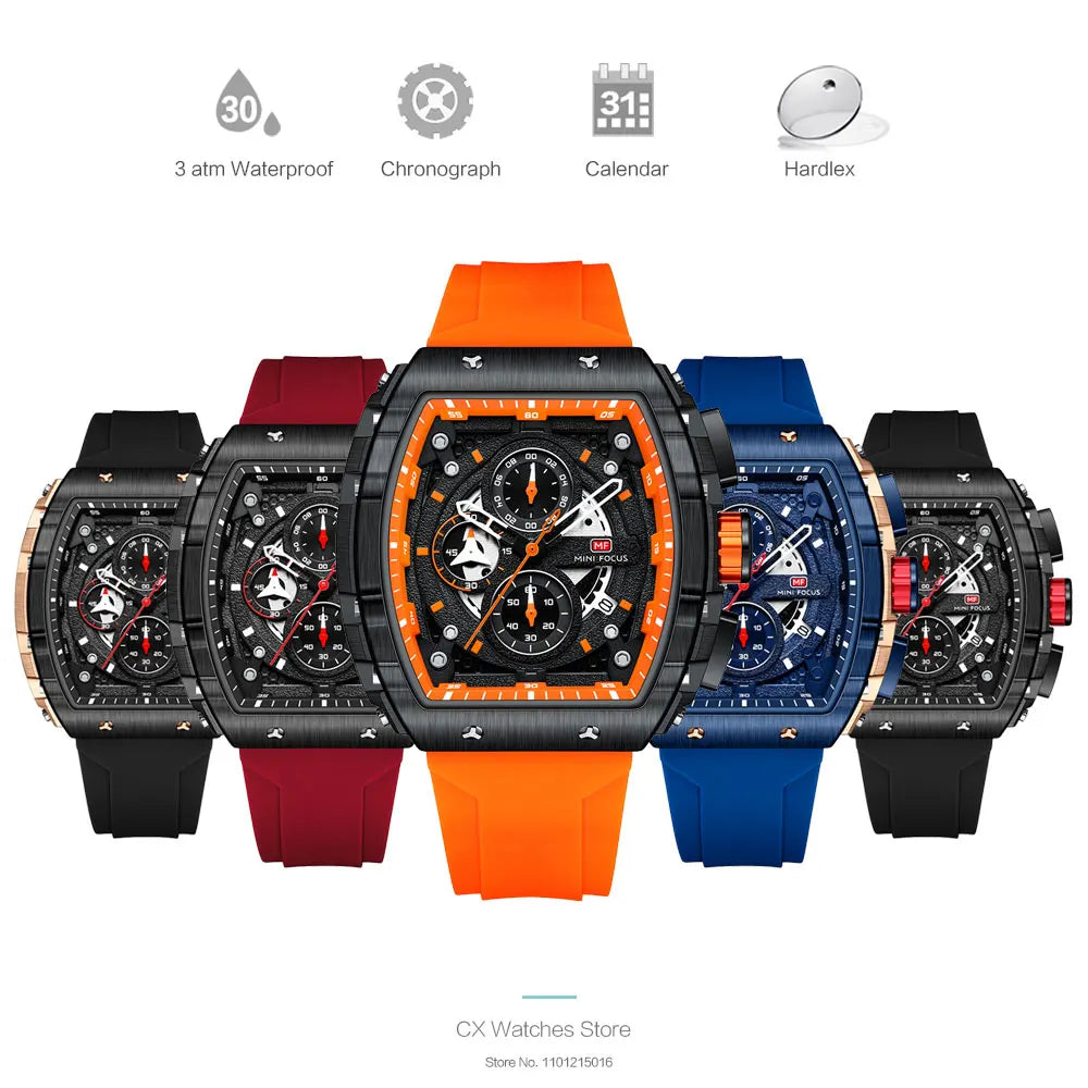 MINI FOCUS Sport Chronograph Quartz Watch for Men.