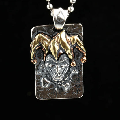 BOCAI Original Real S925 Silver Jewelry Poker King Clown Pendant for Men Retro Thai Hip Hop Punk Trendy Gifts