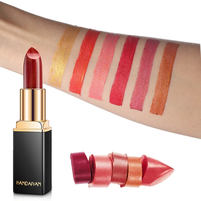 Handaiyan 9 Colors Glitter Matte Velvet Nude Lipstick Shimmer Sexy Red Pigments Makeup Long Lasting Waterproof Profissional